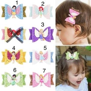Glittery Princess Hair Clips for Kids
